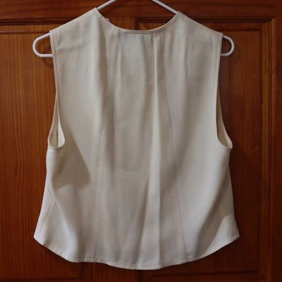 Harve Bernard Cream Front Moto Zip Sleeveless Shell Top Vintage 14 - Picture 4 of 8